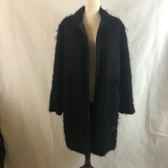 EUC Fendi Mohair Black Coat with Floral Appliqués - Picture 11 of 14